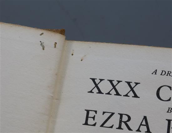 Pound, Ezra - A Draft of XXX Cantos, 1st edition, one of 200, 8vo, original linen uncut, spine browned, worm to